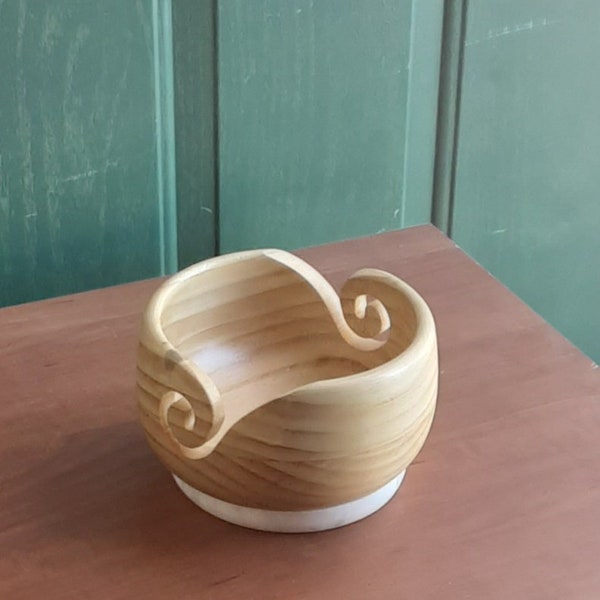 Wood and marble yarn bowl, loops and threads yarn bowl, yarn holder, knitting accessories,  crochet accessories