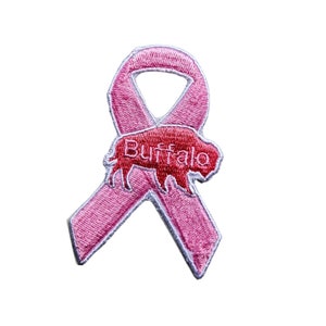 100. Buffalo Football Patch - Rosa Brustkrebs Schleife - Aufbügeln - 10cm
