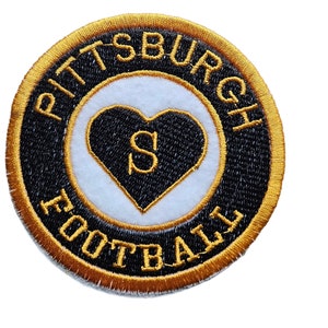 Pittsburgh Football Patch -  Team color circle iron on - Embroidered Game Day Gear 2.5 & 4"