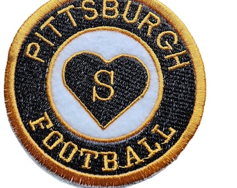 Pittsburgh Football Patch -  Team color circle iron on - Embroidered Game Day Gear 2.5 & 4"