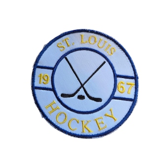 Parche bordado de hockey de St. Louis – Para planchar – Est. 1967, círculo de 4 pulgadas