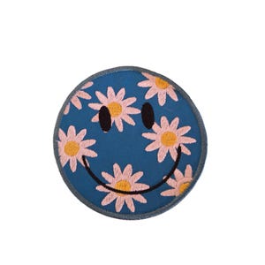 52. Barre à chapeaux thermocollante Smile Flower Patch - 2,5 et 4 pouces