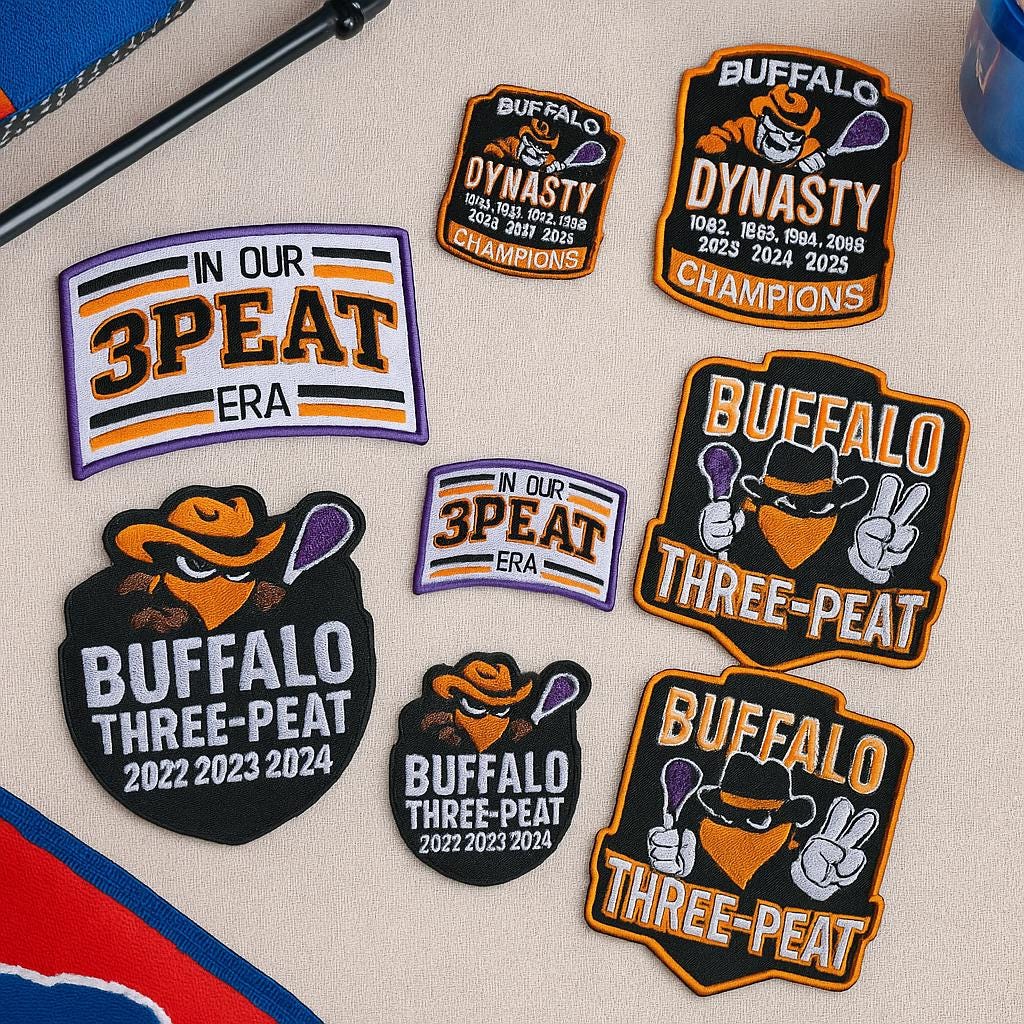 114. Embroidered Buffalo Lacrosse 3-Peat Championship Patch - Iron-On