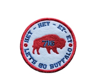 Buffalo Football Patch - Hey Hey Lets go - Iron on - -Embroidered Gameday Gear - 2.5 & 4"