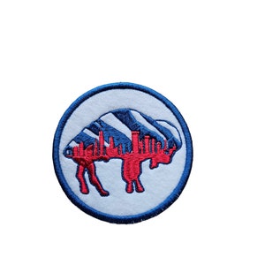 26. Embroidered Buffalo Football Patch: Cityscape Skyline, Iron-On - 2.5/4 inch