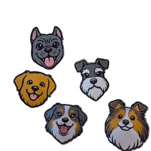 Embroidered Dog Head Iron On Patch – 3 Inch Breed patches for Jackets, Hats, Backpacks