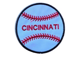 Cincinnati Baseball-Aufnäher – Runder Ball zum Aufbügeln – Gestickt, 2,5 & 4 Zoll