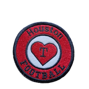 Parche de fútbol americano de Houston - círculo con forma de corazón - para planchar