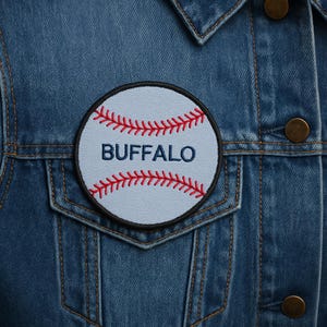 117. Buffalo Baseball Embroidered Patch: 4&quot; Iron-On Applique