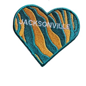 Jacksonville football patch, Embroidered Heart, Iron-On for Jackets