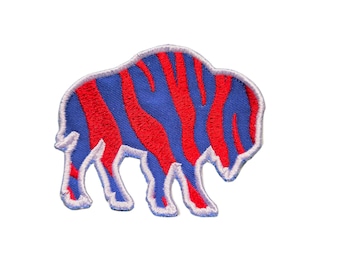 Buffalo Football Patch – Standing Buffalo, Striped  Iron-On (2.5,  4 or 8"")