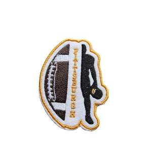 Embroidered Pittsburgh Football Patch player shaped iron on patch sizes available