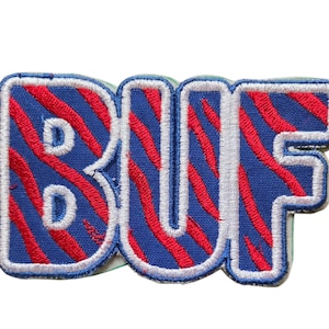 89. バッファローフットボールパッチ - タイガーストライプ BUF - アイロン接着ハットバー - 2.5インチと4インチ