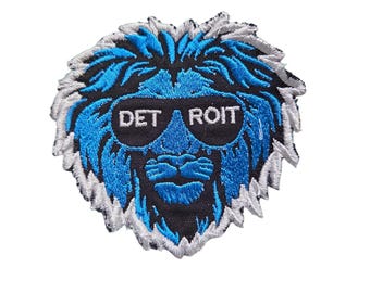 Detroit Football Iron on Patch -various shapes and sizes -  Embroidered Game Day Gear