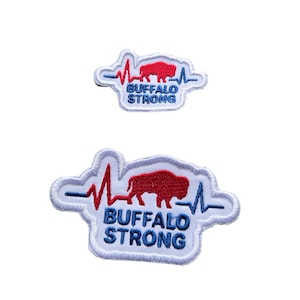 22. Embroidered Buffalo Football Patch: Buffalo Strong Heartbeat Iron-On