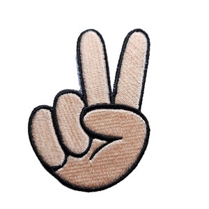 Embroidered Patch N25. peace sign fingers hand iron on patch