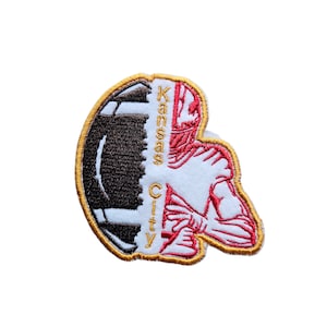 Embroidered Patch Kansas City Football player shaped iron on patch 4 inches