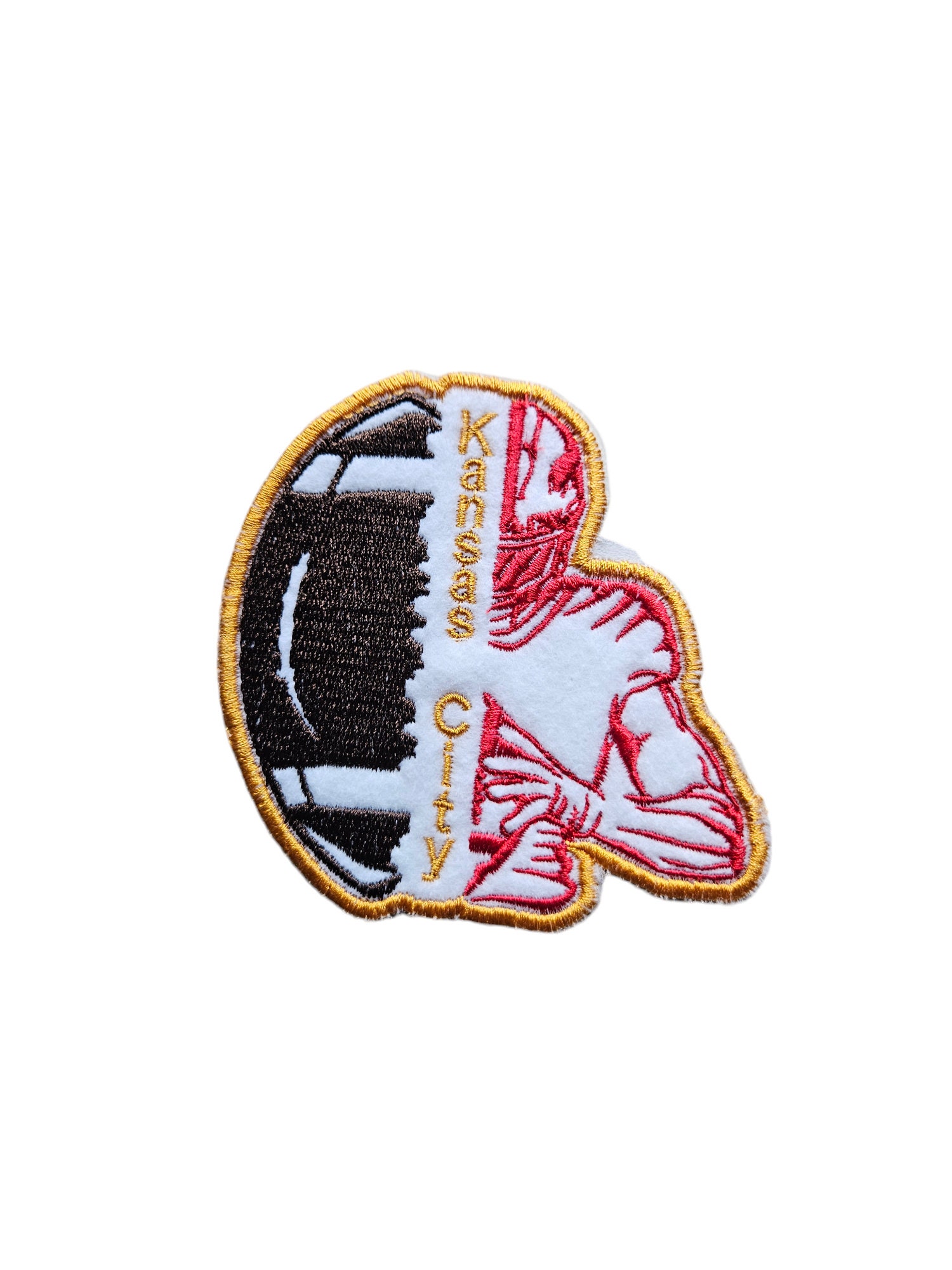 Embroidered Patch Kansas City Football player shaped iron on patch 4 inches