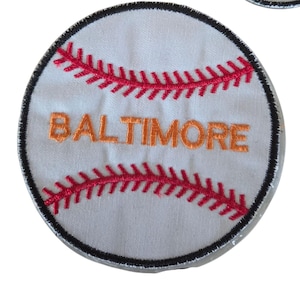 Baltimore Baseball Patch  – City Baseball Circle-  Embroiderd Iron on - 2.5 &4"