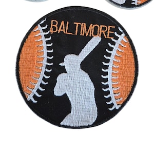 Baltimore Baseball Patch – Circle player batter- Embroiderd Iron on - 2.5 &4" game day gear