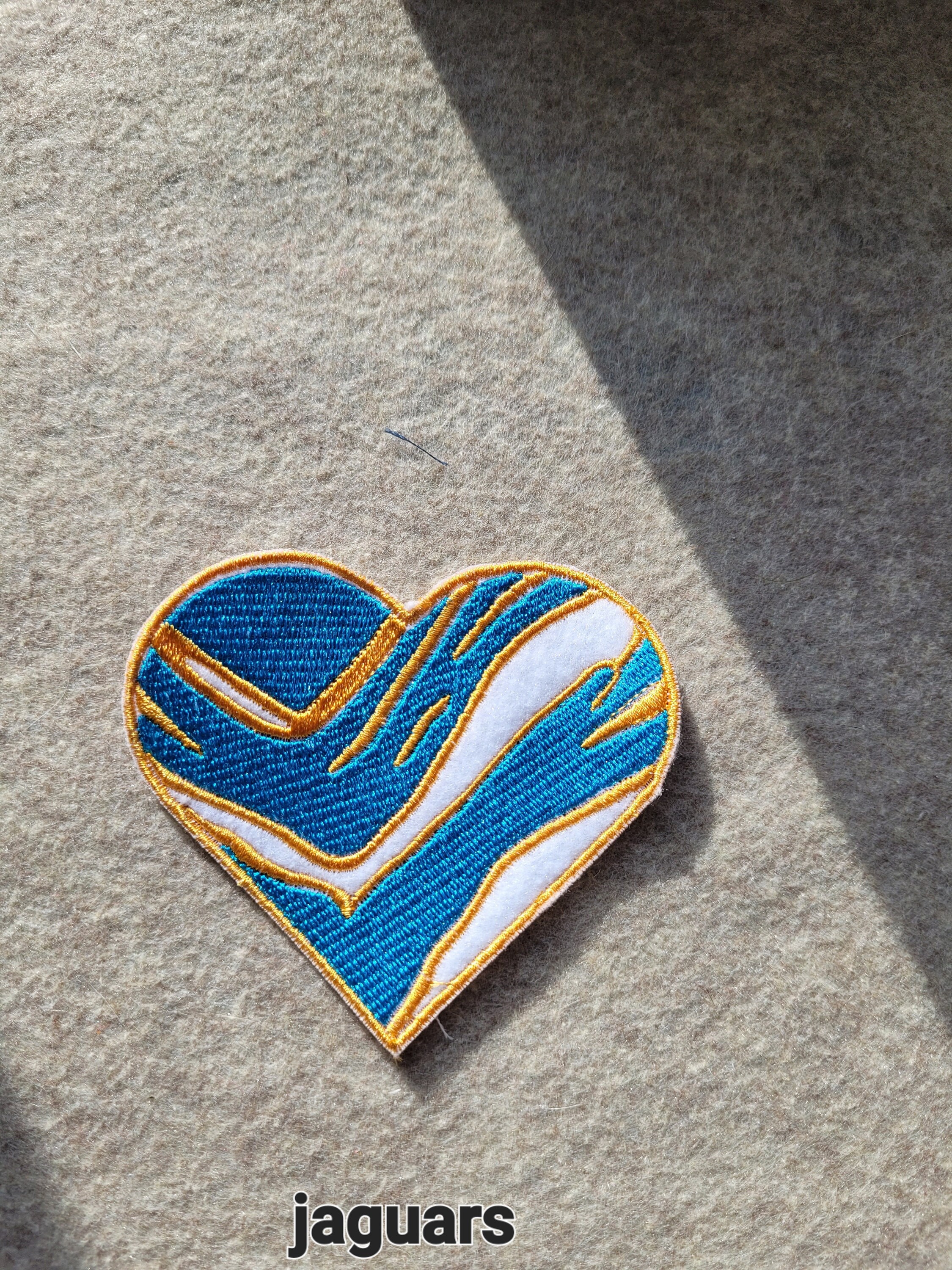 Jacksonville Football Striped Heart Patch 2 Sizes Available 