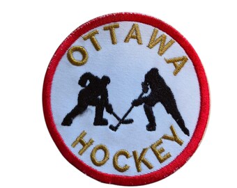 Iron on patches, Ottawa Canada hockey embroidery, jacket and hat 2.5 & 4 inch