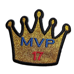 Buffalo Football Patch - Glitter Crown MVP 17 -   Iron -On -Embroidered Gameday Gear  2.5& 4"