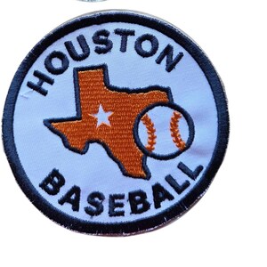 Houston honkbalpatch, silhouet van de staat Texas, diverse maten - geborduurd strijkbaar - geborduurde wedstrijdkleding
