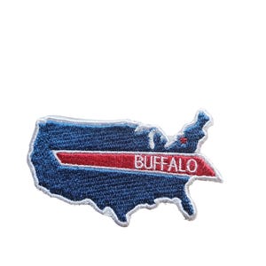 91. Buffalo NY  Football Patch -  USA Map   Iron -On  - 4" Hat Bar