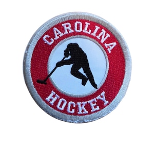 Toppa da hockey Carolina - cerchio giocatore ricamato termoadesivo misure 2,5 e 4" colori personalizzati