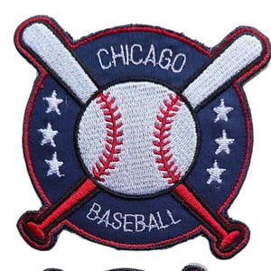 Chicago Baseball-Aufnäher – Northside – zum Aufbügeln – Schläger und Ball – individuelle Farben – Größe 25 & 4 Zoll