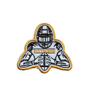 Embroidered Pittsburgh Football Patch player shaped iron on patch sizes available