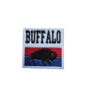 Embroidered Buffalo Football Patch: Iron-On 4-inch Striped Square