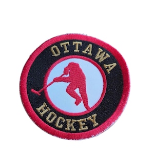 Ottawa Hockey Patch Circle Embroidered Iron on Patch 2.5 or 4 inch