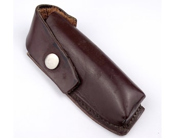 Pochette ceinture pour couteaux pliants en cuir marron de l'ex-armée 4,5"