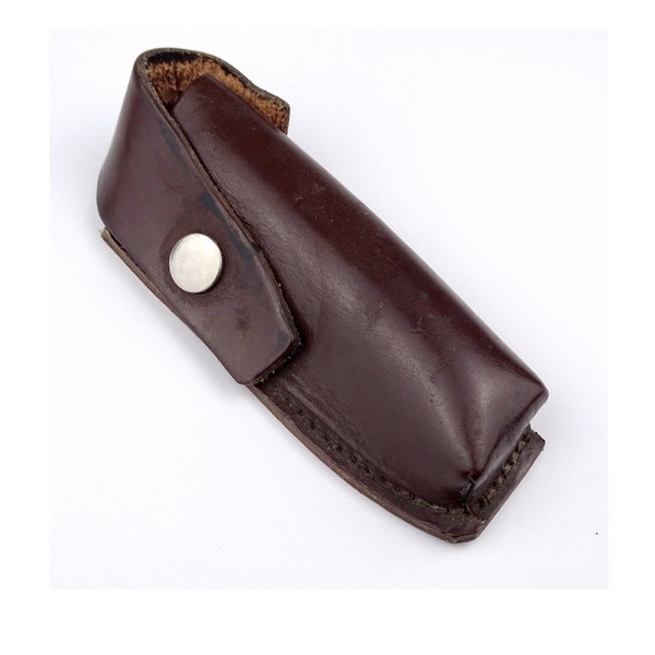 Vouwmes riem etui Ex-leger bruin leer 4,5" zakmes schede houder cover holster camping bushcraft vintage retro