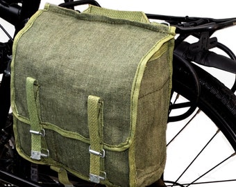 1960s Ex-Army Duschsichere Canvas Pannier Tasche Qualität Retro grün Fahrrad Vintage große Fahrradtasche wasserdicht regendicht