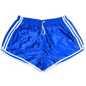 Vintage 1990s French Army Shorts Blue White Stripes Silky Hot Pants Retro Running Genuine '90s Military PT Hot Pants Retro Sports Gym