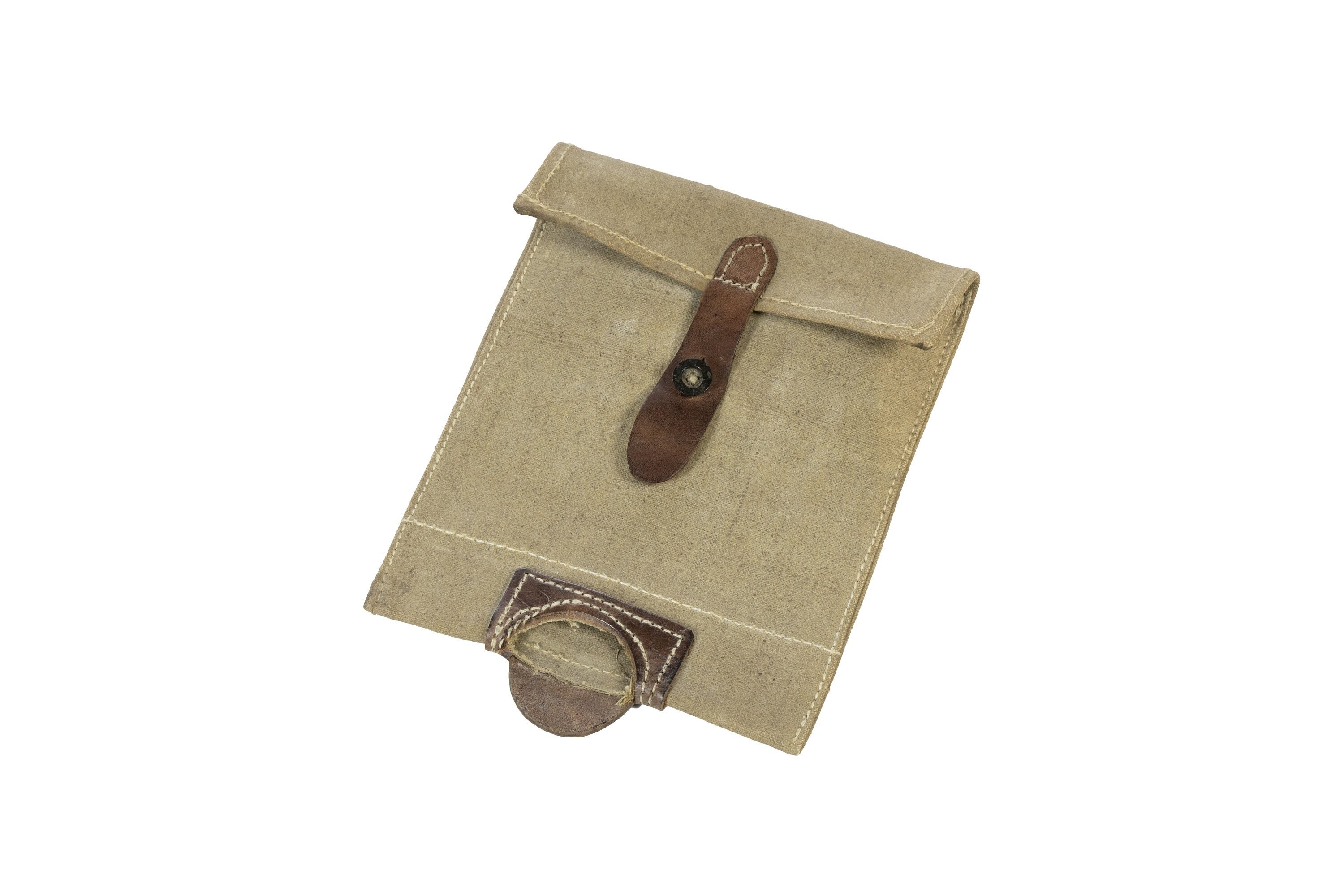 French Vintage WW2 Era Army Surplus Mens Leather Tool Bag Tool Roll Folding  Bag