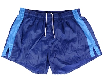 Short de l'armée allemande des années 1990 doublé de coton rayé bleu marine vintage pantalons chauds soyeux course football véritable militaire des années 90 PT rétro sport salle de sport