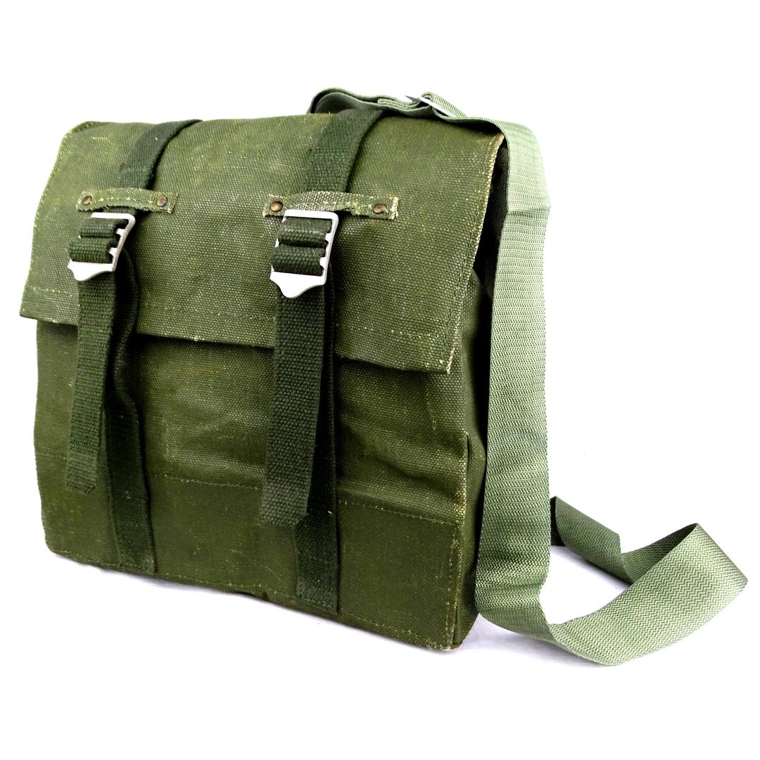 Original Danish Military Shoulder bag Roll-top Nylon  PVC coated Olive
