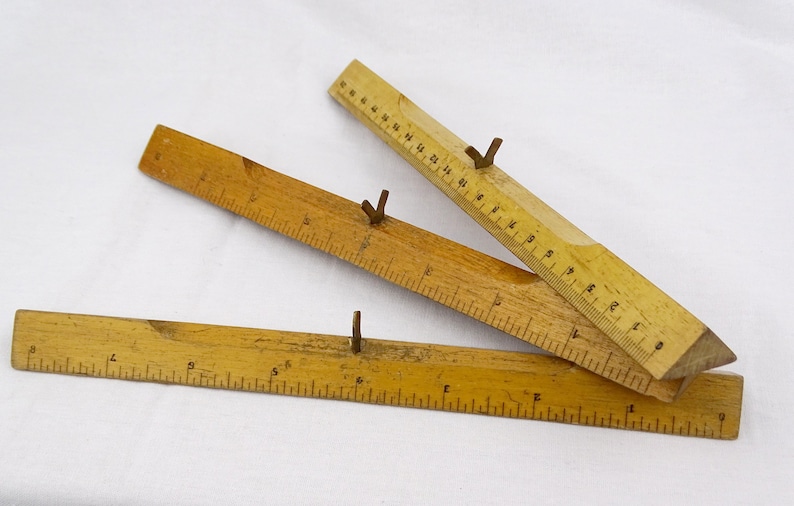 Vintage 1970s Triangular Wooden Ruler W/ Metal Handle Centimeters ...