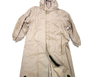 1990s Rubber NBC Waterproof Coat Polish Army Military Civil Defense Protective Suit Cold War Soviet Bloc Chernobyl Vintage Fallout Cosplay