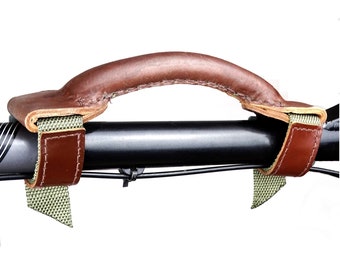 Vintage Leather Carry Handle Handmade bike folding brompton frame handgrip fold up bike mountain hybrid road bicycle ex-army large 1980s