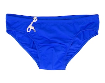 Vintage 1990s Mens Swimming Briefs French Army Made In France Blue Silky Tight Swimwear Trunks Tight Vintage Swimwear Elastic Stretchy