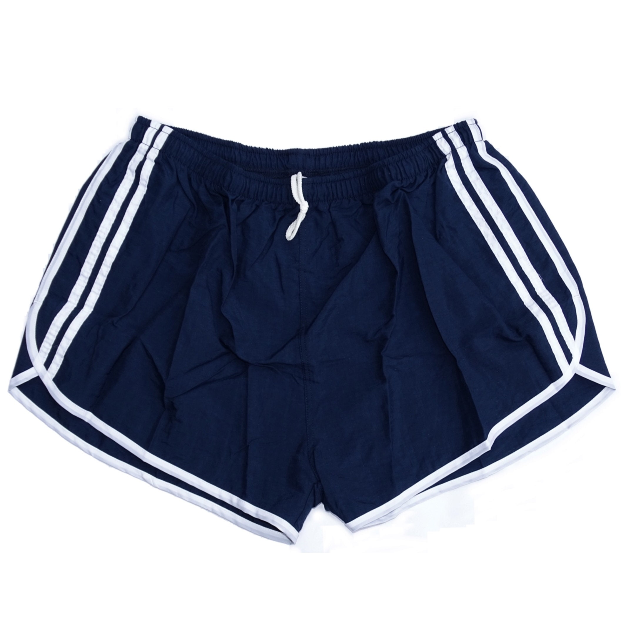 Vintage 1990s French Army Shorts Dark Navy White Stripes Hot