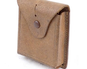 Old Compass Leather Pouch Hungarian Army 1950s Pouch Tan or Brown Case Cover Purse Change Holder Bag vintage small retro coins change holder