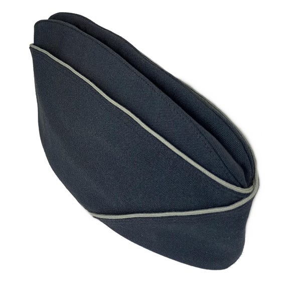 1970s Swedish Army Side Service Cap Dark Grey With Light Grey Trim army surplus military cotton forage hat field cap quality