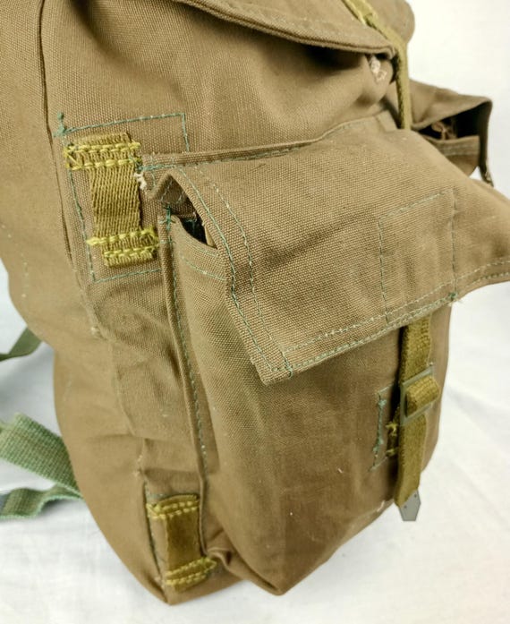 1970s Vintage Army Canvas Backpack With Linen Harness… - Gem