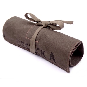 Petite pochette enroulable en toile de coton de l'armée suédoise, format de poche, support de survie utilitaire comme neuf, sac olive bushcraft EDC vintage